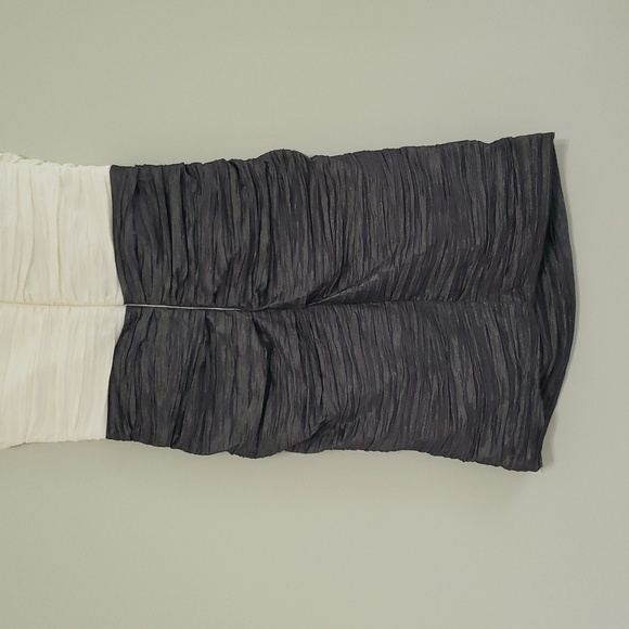 Suzi Chin For Maggie Boutique Sleeveless Mini Dress 8 White Gray Ruched Stretch - Picture 8 of 14